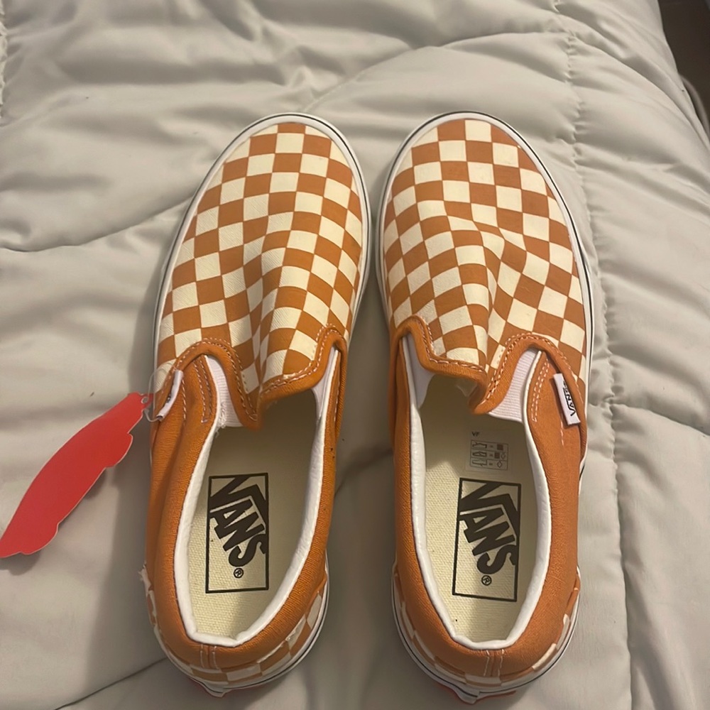 Mustard yellow checkered vans
